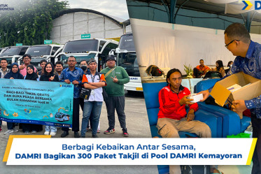 Berbagi Kebaikan Antar Sesama, DAMRI Bagikan 300 Paket Takjil di Pool DAMRI Kemayoran