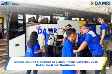 DAMRI Dukung Mobilisasi Kegiatan Proliga Volleyball 2025 Pekan ke-6 Seri Pontianak