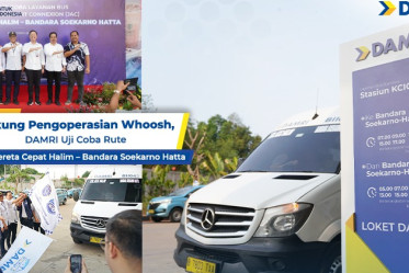 Dukung Pengoperasian Whoosh, DAMRI Uji Coba Rute Stasiun Kereta Cepat Halim – Bandara Soekarno Hatta